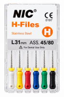 H file 45-80, ассорти, 31 мм (NIC) Ручные файлы, 6 шт
