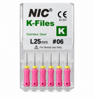 K file, 25 мм (NIC) Ручные файлы, 6 шт
