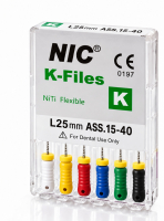 NiTi K file 15-40, асорті, 25 мм (NIC) Ручні файли, 6 шт