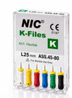 NiTi K file 45-80, асорті, 25 мм (NIC) Ручні файли, 6 шт