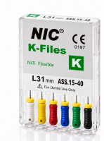 NiTi K file 15-40, асорті, 31 мм (NIC) Ручні файли, 6 шт