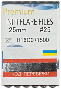 NiTi Flare Files, 25 мм (Mani) Ручні нікель-титанові файли, 6 шт (оригінал)