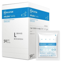 Нитриловые перчатки опудренные, стерильные Mercator Medical Santex Sterile, 50 пар (голубые, размер - М)
