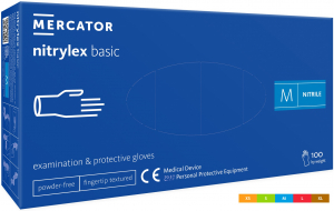 Рукавички нітрилові Mercator Medical Nitrylex Basic, блакитні, 50 пар