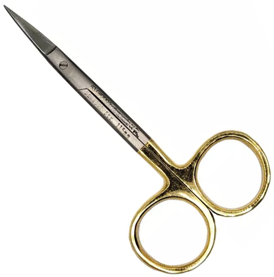 Ножницы десневые ASIM La Grange, прямые острые (золото) DE-1002