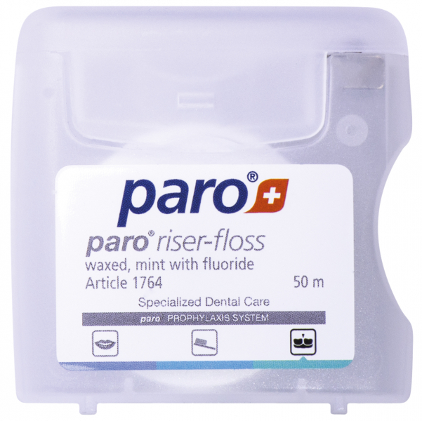 Riser-Floss, 50 м (Paro Swiss) Зубна нитка, вощена, з м'ятою та фторидом