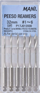 Peeso Reamers, 32 мм (Mani) Машинные каналорасширители, 6 шт (оригинал)