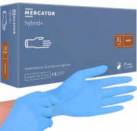 Перчатки виниловые Mercator Medical Hybrid Plus, 50 пар (синие, 4,8 г, без пудры)