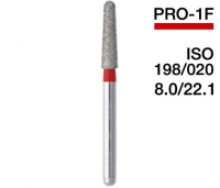 PRO-1F (Mani) Алмазный бор, закругленный конус, ISO 198/020, красный