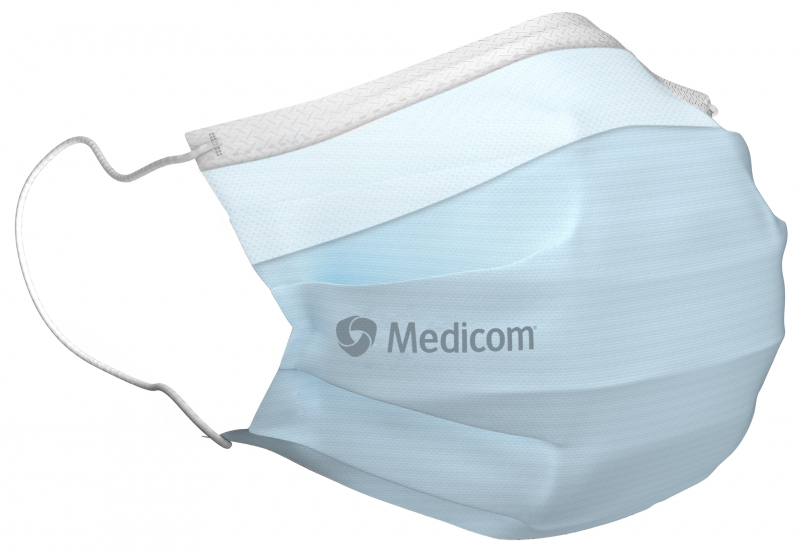 Процедурные маски с петлями Medicom Safe+Mask SofSkin Antifog, Голубые (защита от запотевания) 50 шт