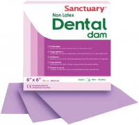 Коффердам без латекса Sanctuary Dental Dam 152х152 мм, 15 шт (пурпурный, мятный) средний (0,25 мм)