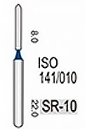 SR-10 (Perfect) Алмазний бор, продовження фісурний із закругленим кінцем, ISO141/010, синій, 5 шт