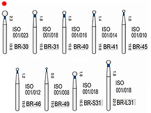 BR-30 (Perfect) Алмазний бор, шаровидний, ISO 001/023, синій, 5 шт
