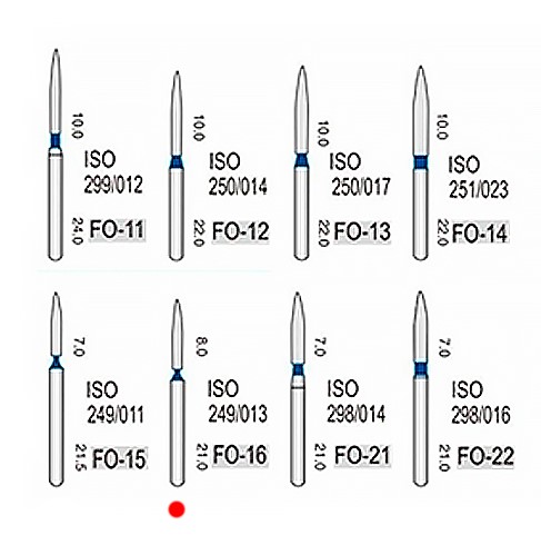 FO-16 (Perfect) Бор пламеобразный, синий, ISO 249/013, 5 шт