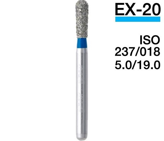 EX-20 (Perfect) Алмазный бор, удлиненный грушевидный, ISO 237/018, синий, 5 шт