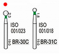 BR-30C (Perfect) Алмазний бор, шаровидний, ISO 001/023, зелений, 5 шт