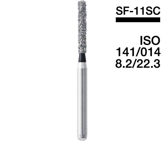 SF-11SC (Mani) Алмазный бор, фиссурный с закругленным концом, ISO 111/014, черный