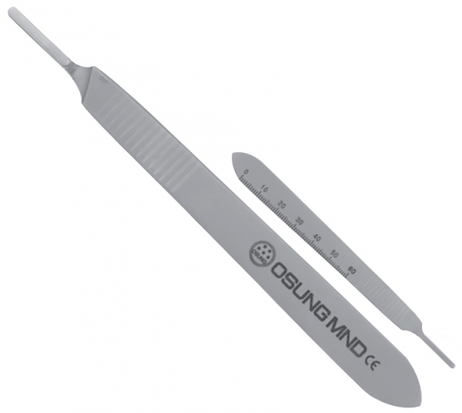 Ручка леза скальпеля Osung SHF (пряма, з лінійкою, металева, плоска ручка)