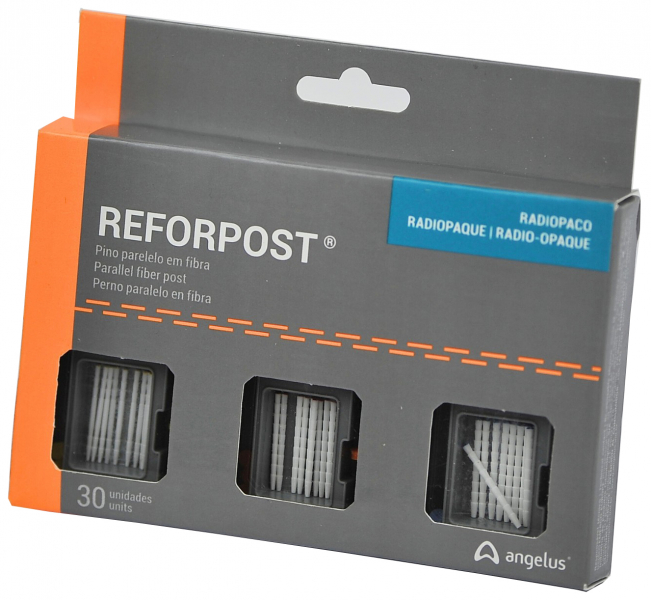 Штифти скловолоконні Angelus Reforpost, паралельно-конічні, набір (30 шт + 3 розгортки)