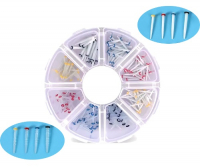 Штифти скловолоконні з рифленням та маркуванням 010203-A2, набір - 200 шт.(100 шт прозорих з рифленням + 100 шт білих прямих), асорти