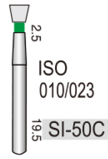 SI-50C (Perfect) Алмазний бор, конус зворотний, ISO 010/023, зелений, 5 шт