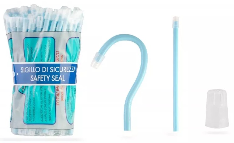 Слиновідсмоктувачі не прозорі, світло-блакитні Nostrum, 3410/12/1, 100 шт