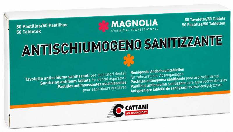 Таблетки протипінні Cattani Magnolia (Магнолія), з дезінфекційною дією (для систем аспірації)