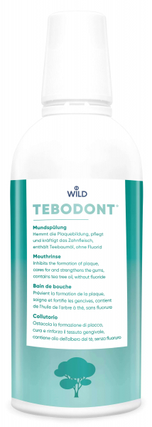 TEBODONT, без фториду, 500 мл (Wild Pharma) Ополіскувач для ротової порожнини з маслом чайного дерева (Melaleuca Alternifolia)