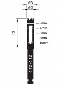 Трепан Osung TPHB-B3, (d - вн. 2 мм, зовніш. 3 мм, L - 12 мм (для кутового наконечника)