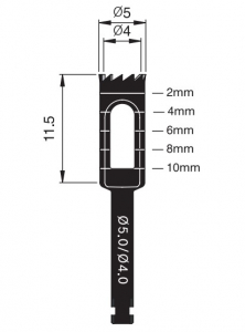 Трепан Osung TPHB-B5, (d - вн. 4 мм, зовніш. 5 мм, L - 11,5 мм (для кутового наконечника)