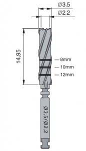 Трепан Osung TPHB-S35, (d - вн. 2,2 мм, зовніш. 3,5 мм, L - 14,95 мм (для кутового наконечника)
