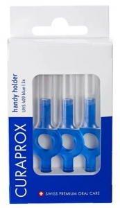UHS 409, blue (Curaprox) Набор цветных держателей для межзубных ершиков с колпачками, 3 шт
