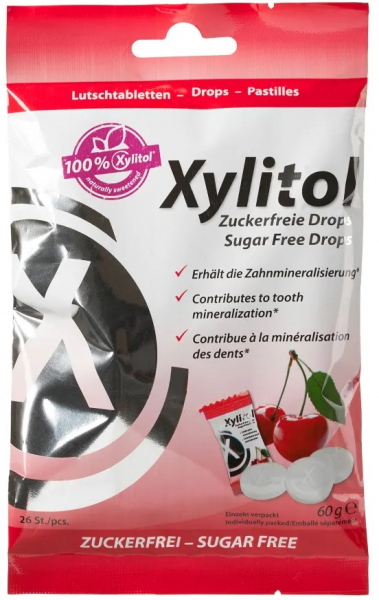 Льодяники з ксилітолом Miradent Xylitol Drops, вишня, проти ксеростомії (26 шт)