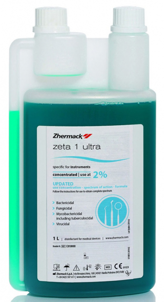 Zeta 1 Ultra (Zhermack) Средство для очистки и дезинфекции инструментов и боров, концентрат 1000 мл (C810000)