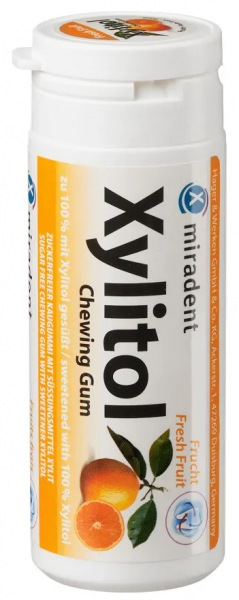 Жевательная резинка Miradent Chewing Gum Fresh Fruits, с ксилитолом против ксеростомии Xylitol (30 шт)
