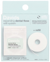Зубная нить Davids expanding dental floss, Dispenser + Refill (диспенсер + рефил, 60 м) 850046443077