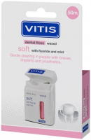 Зубная нить мягкая DENTAID VITIS 50 м (мягкая, розовая маркировка, пластиковая упаковка)