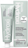 Зубная паста Davids Hydroxi Whitening + Enamel Health, для взрослых, вкус перченой мяты, 113 г (с наногидроксиапатитом) 850046443237