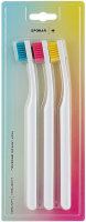 Набор зубных щеток Spokar 3428+ Extra Soft, ручка - белая, щетина - голубая,розовая,желтая
